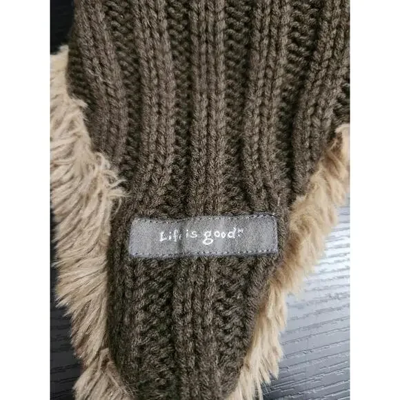 Life‎ Is Good Trapper Hat Cap Beanie Brown Orange Faux Fur - Picture 3 of 6